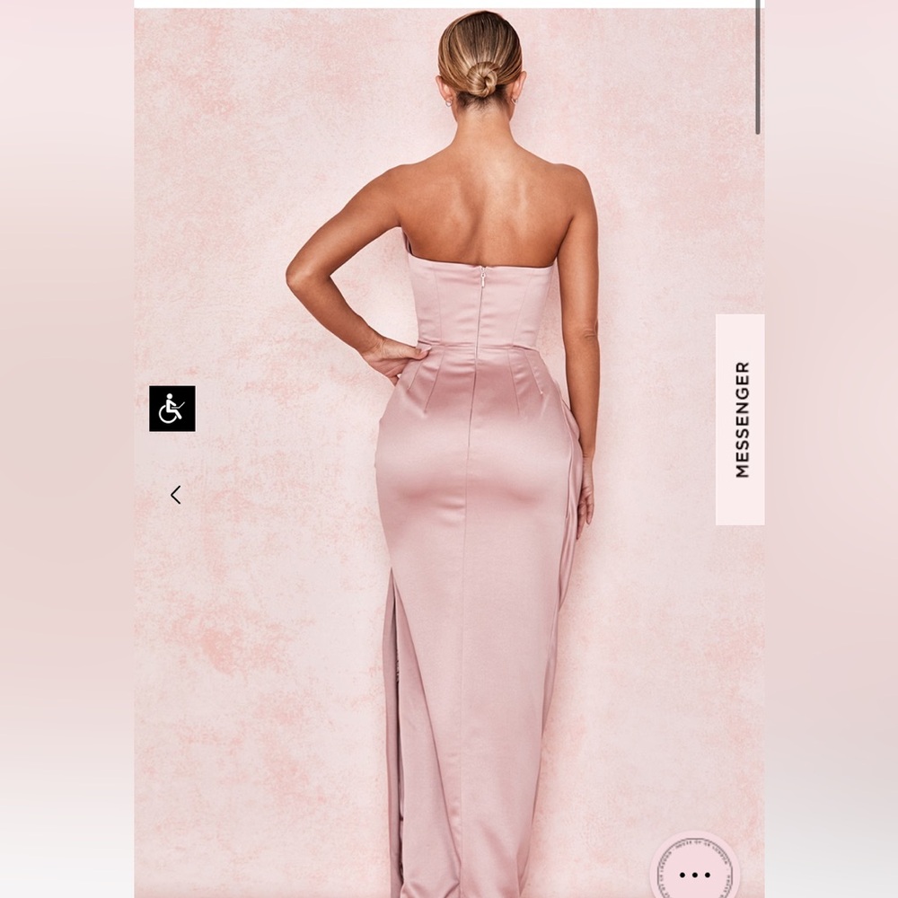 House of CB Adrienne Blush Satin Strapless Gown - Picture 4 of 5